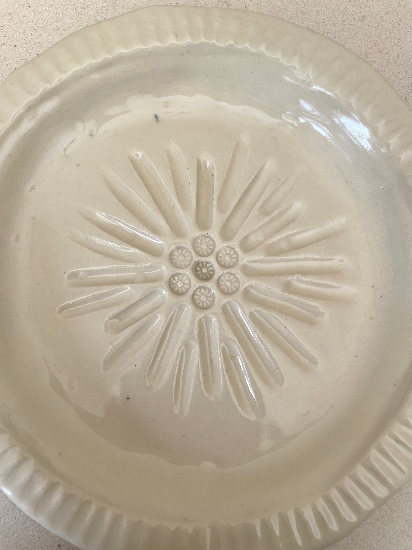 White Geometric Sunburst Plate