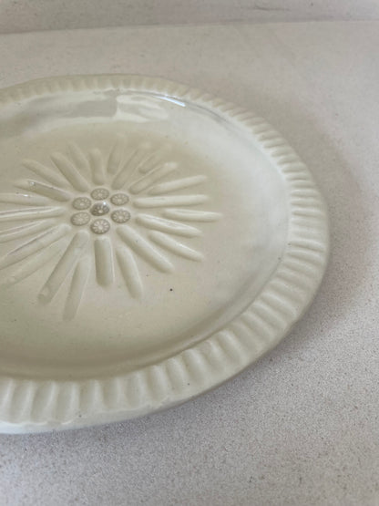 White Geometric Sunburst Plate