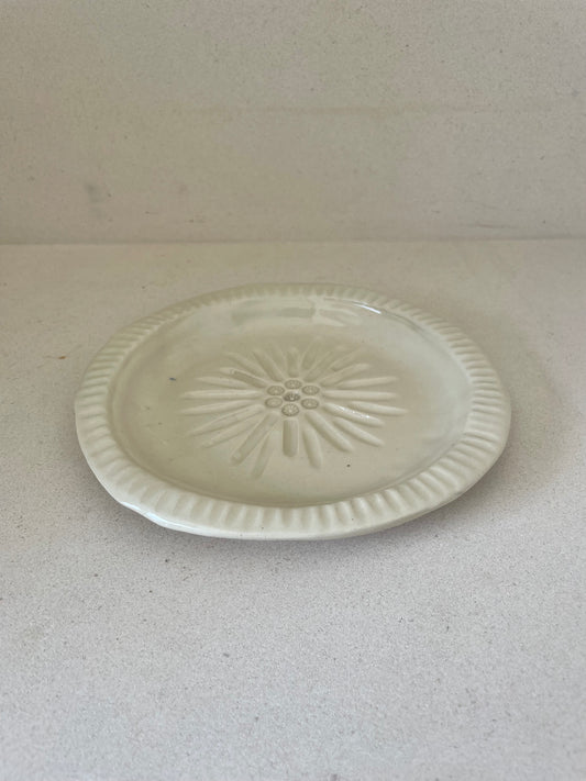 White Geometric Sunburst Plate